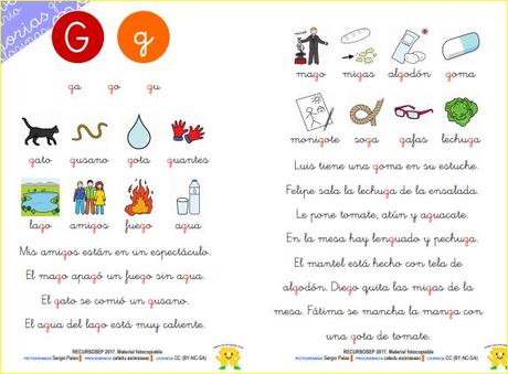 Aprendo a leer y a escribir. La G