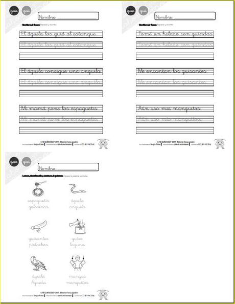 Aprendo a leer y a escribir. La G