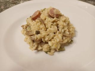 RISOTTO DE CHAMPIÑONES, MICUIT Y SALCHICHA