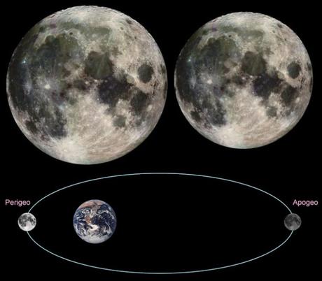 Hoy la Luna alcanza el perigeo, el punto más cercano a la Tierra en su órbita. Estará a 370116 kilómetros de distancia