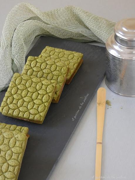 Galletas Marcadas de Té Matcha rellenas