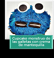 CUPCAKE MONSTRUO DE LAS GALLETAS CON CREMA DE MANTEQUILLA