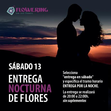 Entrega nocturna de flores para San Valentin