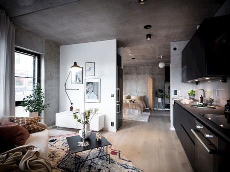 Un pequeño loft con toques industriales.