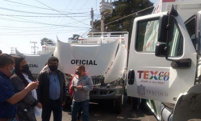 GOBIERNO DE TEXCOCO ENTREGA 10 CAMIONES RECOLECTORES DE BASURA TOTALMENTE EQUIPADOS