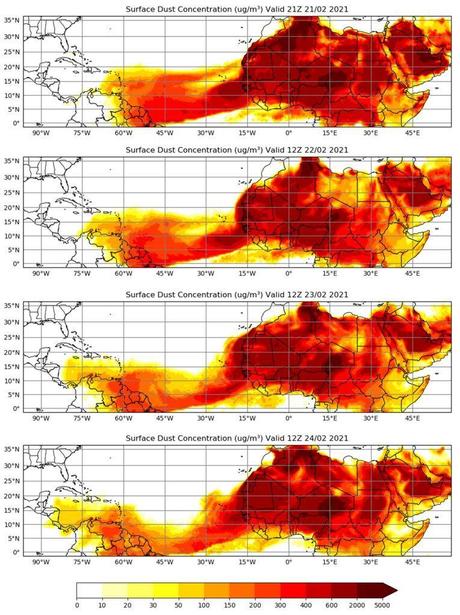 Nueva irrupción de polvo del desierto del Sahara llegará desde hoy al Caribe, incluyendo a Venezuela