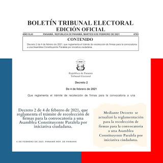 Decreto 2 de 4 de febrero de 2021 para la convocatoria a una Asamblea Constituyente Paralela