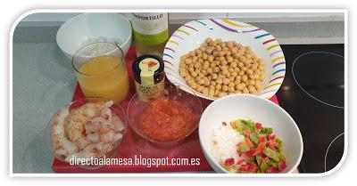 Garbanzos con sepia y gambones