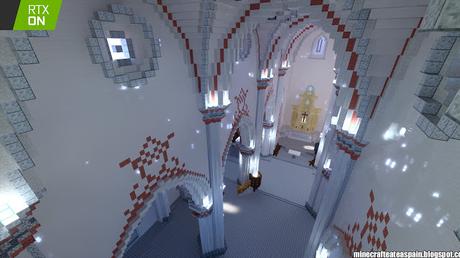 Réplica en Minecraft RTX: Iglesia de Santiago Apostol de Villamoron, Burgos, España.