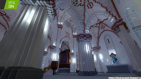 Réplica en Minecraft RTX: Iglesia de Santiago Apostol de Villamoron, Burgos, España.