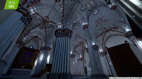 Réplica en Minecraft RTX: Iglesia de Santiago Apostol de Villamoron, Burgos, España.