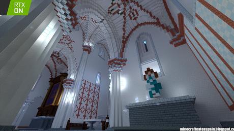 Réplica en Minecraft RTX: Iglesia de Santiago Apostol de Villamoron, Burgos, España.