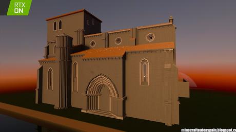 Réplica en Minecraft RTX: Iglesia de Santiago Apostol de Villamoron, Burgos, España.