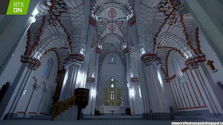 Réplica en Minecraft RTX: Iglesia de Santiago Apostol de Villamoron, Burgos, España.