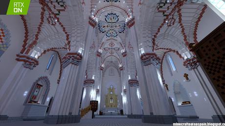 Réplica en Minecraft RTX: Iglesia de Santiago Apostol de Villamoron, Burgos, España.