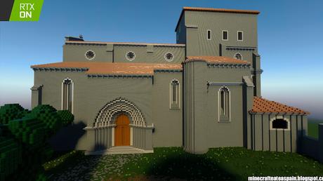 Réplica en Minecraft RTX: Iglesia de Santiago Apostol de Villamoron, Burgos, España.