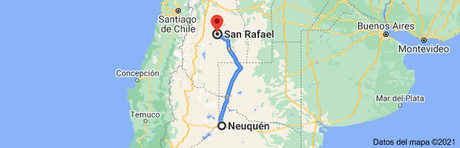 Reseña de un viaje de regreso Mapa de Neuquén a San Rafael, Mendoza
