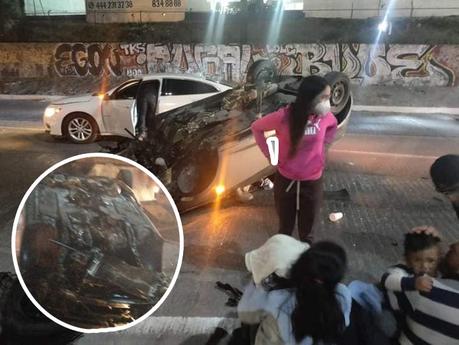 Vehículo vuelca sobre el bulevar Río Santiago, 4 lesionados