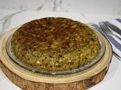 Tortilla patatas pimiento asado morcilla