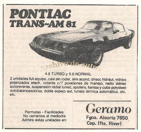 Pontiac Trans-Am, una importación particular de 1982