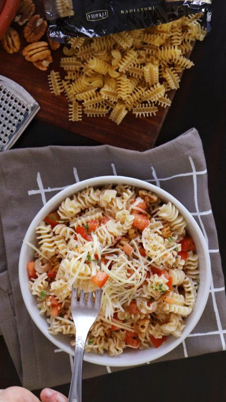 ensalada de pasta fideos fresca facil rapida tomate ajo