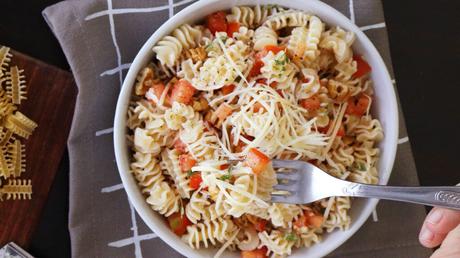 ensalada de pasta fideos fresca facil rapida tomate ajo