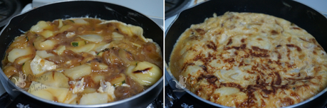 Tortilla de patata, cebolla y calabacín