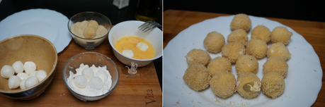 Bolitas de mozzarellas fritas Bolitas de mozzarellas fritas