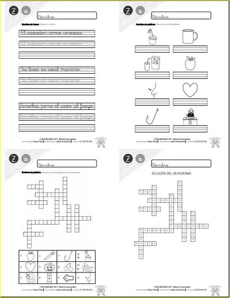 Aprendo a leer y a escribir. La Z Aprendo a leer y a escribir. La Z