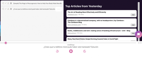 Convierte cualquier publicación de internet en un podcast, escuchar en vez de leer