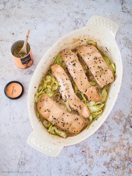 Salmón marinado al horno
