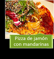 PIZZA DE JAMÓN CON MANDARINAS