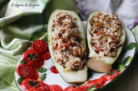 Berenjenas rellena de arroz Berenjenas rellena de arroz El Ágora de Ángeles