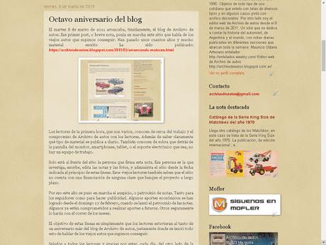 Décimo aniversario del blog de Archivo de autos