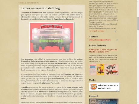Décimo aniversario del blog de Archivo de autos