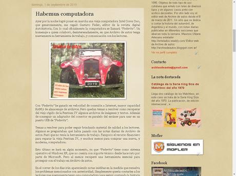 Décimo aniversario del blog de Archivo de autos