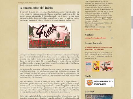 Décimo aniversario del blog de Archivo de autos