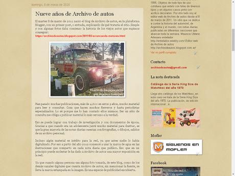 Décimo aniversario del blog de Archivo de autos