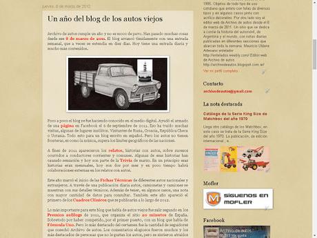 Décimo aniversario del blog de Archivo de autos