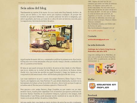 Décimo aniversario del blog de Archivo de autos