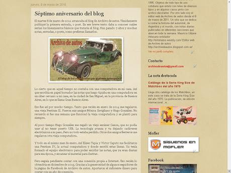 Décimo aniversario del blog de Archivo de autos