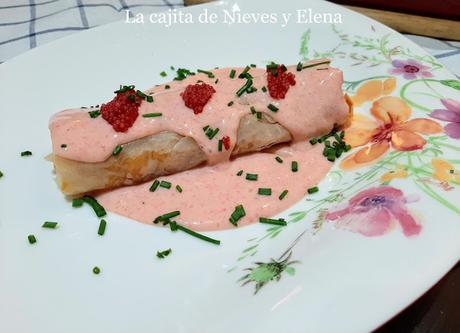 Canelón de centollo y bechamel de erizos de mar Canelón de centollo y bechamel de erizos de mar