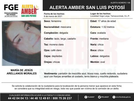 Alerta Amber: María de 17 años desapareció en Tamazunchale