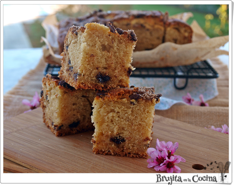 Bizcocho de crema agria y chispas de chocolate