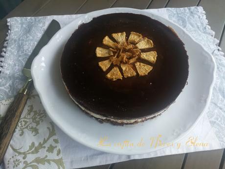 Tarta de mousse de naranja y chocolate sin horno