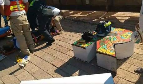 Turistas terminan lesionados traes caerles letrero en Dolores Hidalgo