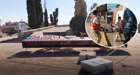 Turistas terminan lesionados traes caerles letrero en Dolores Hidalgo