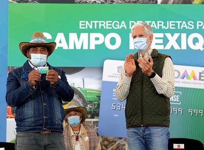 DA INICIO ALFREDO DEL MAZO AL PROGRAMA DE TARJETAS PARA EL CAMPO MEXIQUENSE PARA FORTALECER A LOS PRODUCTORES DEL EDOMÉX