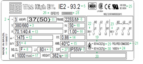 ¿Como interpretar los datos de una placa característica de un motor eléctrico?