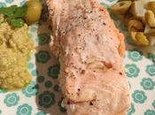 Salmón microondas aceitunas